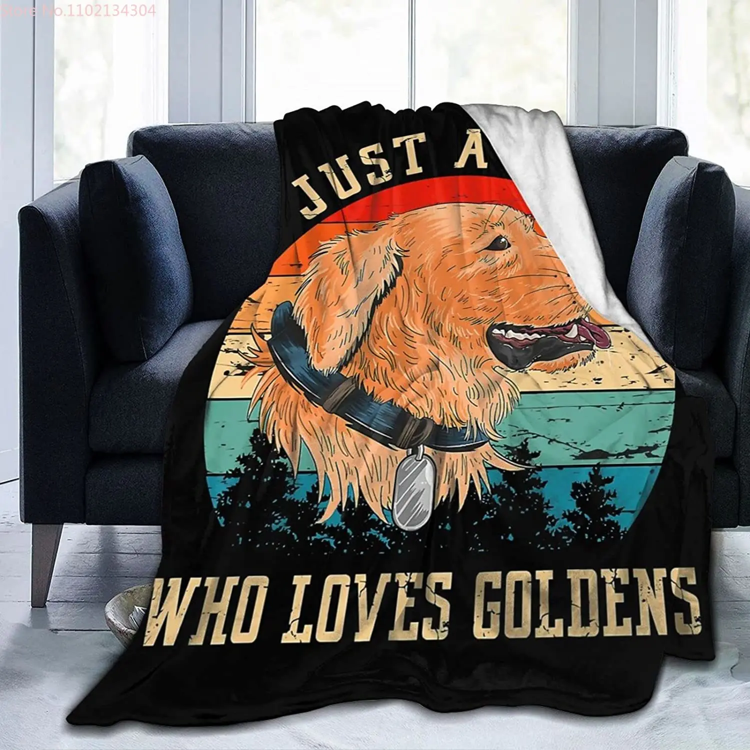 

Just A Girl Who Loves Golden Retriever Blanket for All Season Warm Fuzzy Dog Print Throw Blanket for ch Bed
