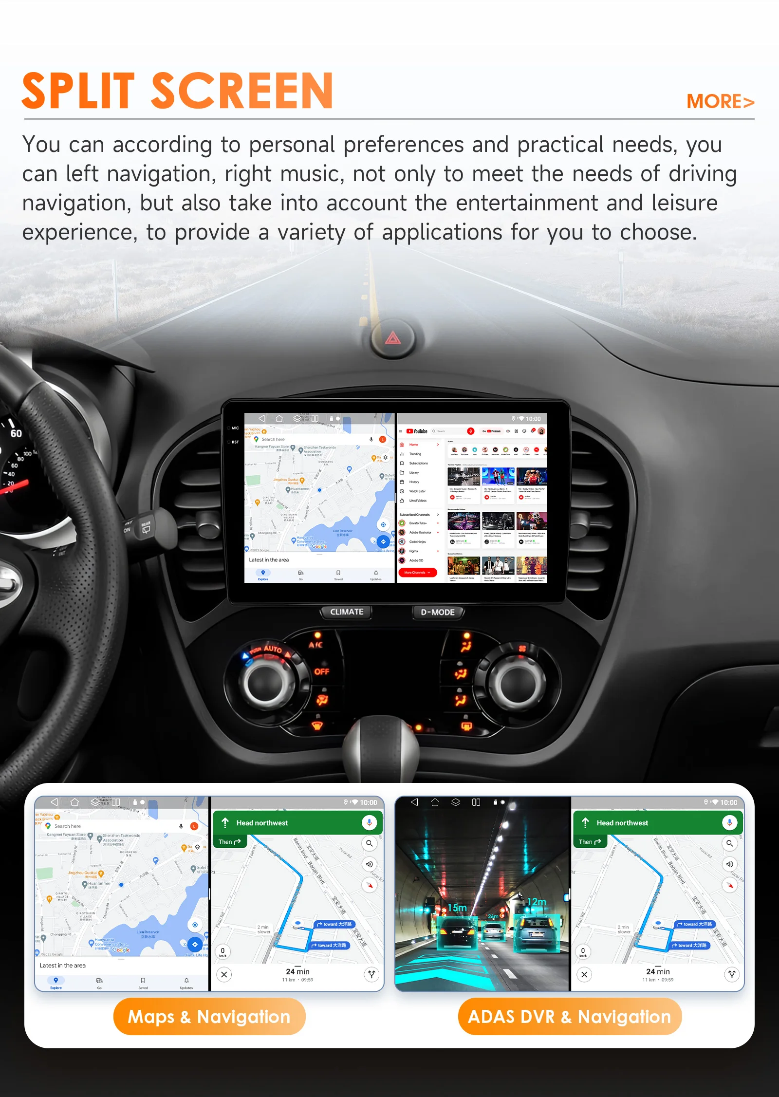 Фото Автомагнитола Hizpo 9 дюймов с навигацией для Nissan JUKE 2010-2014, интеллектуальные системы, беспроводной CarPlay, 8 ГБ ОЗУ, 128 ГБ ПЗУ, GPS, DSP, Wi-Fi, 4G №5