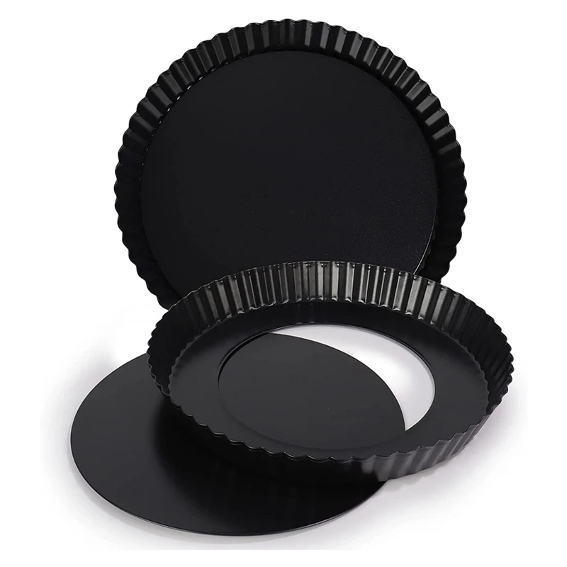 

Tart Pans Set of ,9 Inch Quiche Pan Non-Stick Carbon Steel Tart Pans Removable Loose Bottom for Baking Pies, Tarts,