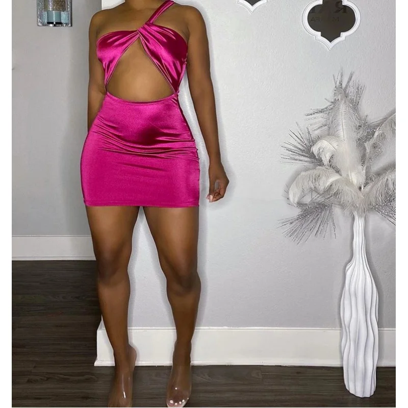 

Kardashian European and American-Style-ClubNightclub Hollow Sleeveless Mini Dress Slim Fit Slimming Halter8539