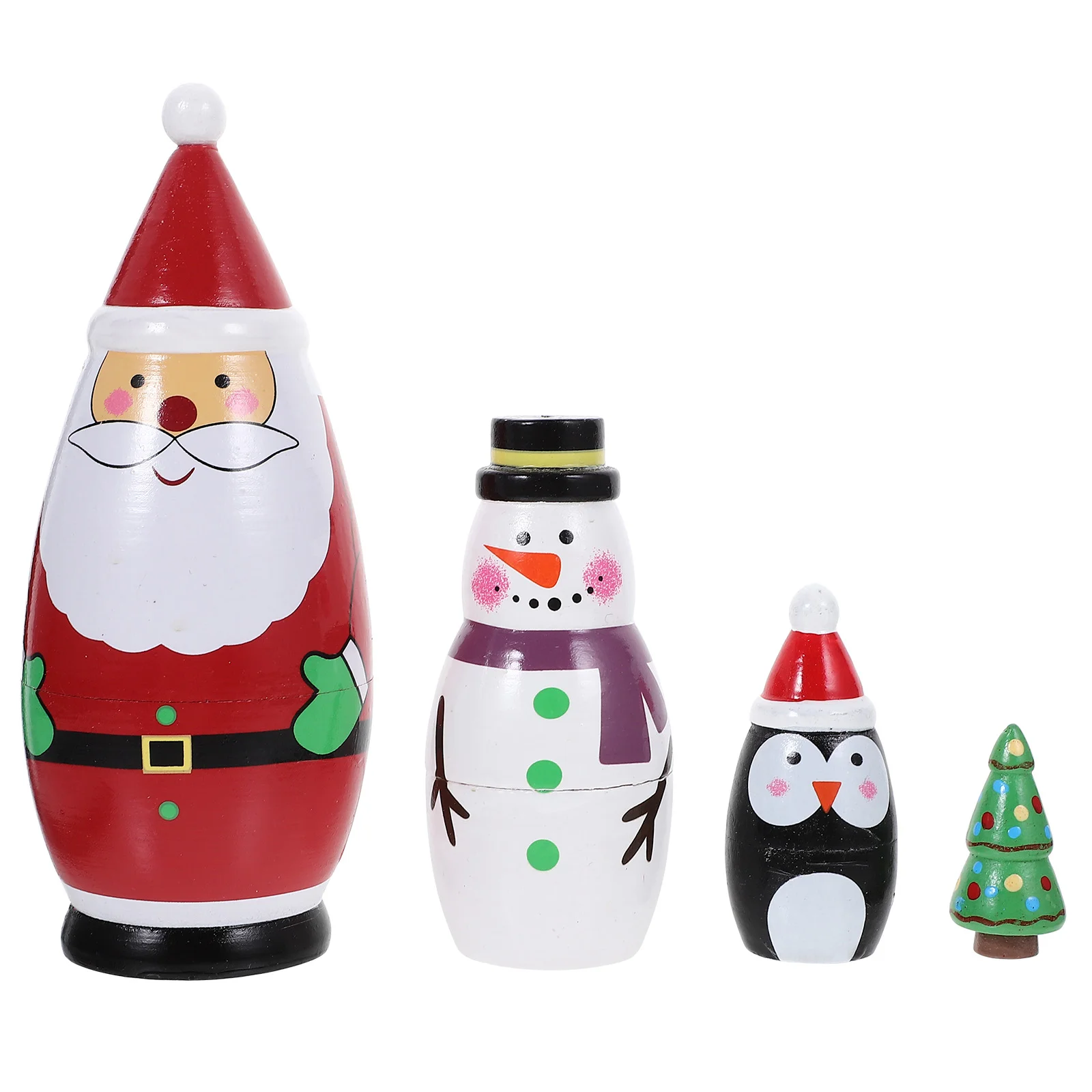 

1 Набор рождественских русских деревянных кукол, деревянные 4-слойные гнездовые куклы, рождественские украшения