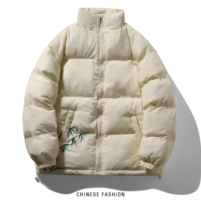 Мужские зимние парки с вышивкой Женская куртка китайские бамбуковые хипстерские