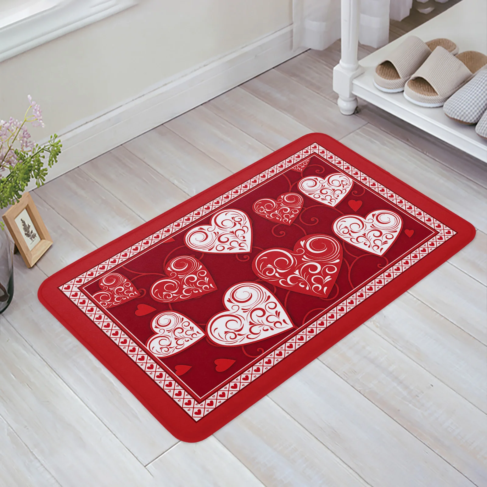 

Valentine'S Day Love Entrance Doormat Kitchen Mat Home Decor Bedroom Carpet Bath Anti-Slip Floor Mat