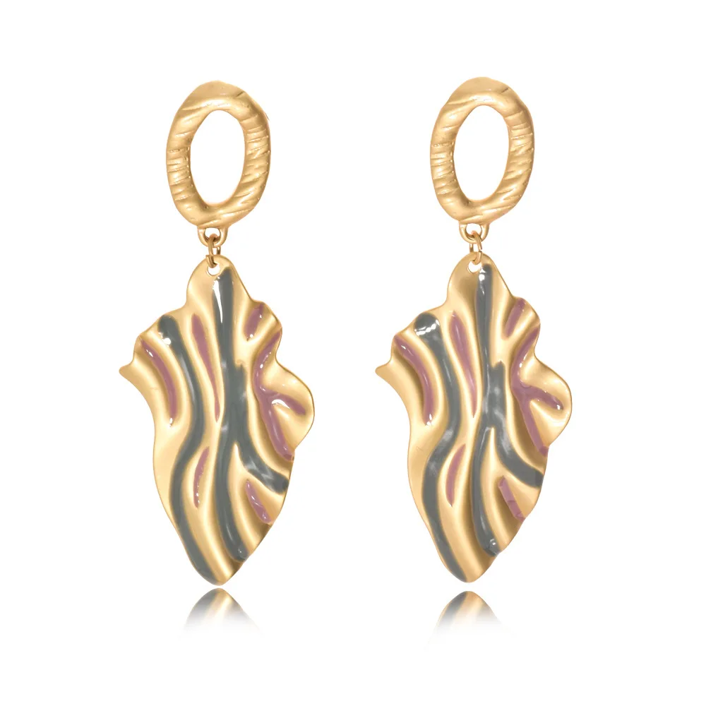 

Vintage Gold Color Geometric Drop Dangle Earrings Enamel Huggies Hoop Earrings for Women Ladies Artistic Fashion Jewelry