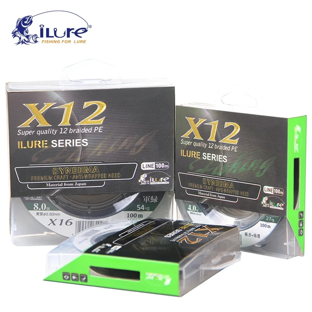 

ILURE100M 12 Multifilament Strong Fishing Line PE Braided Line Anti-bite Wear-resistant Freshwater Saltwater Fishing Tackle