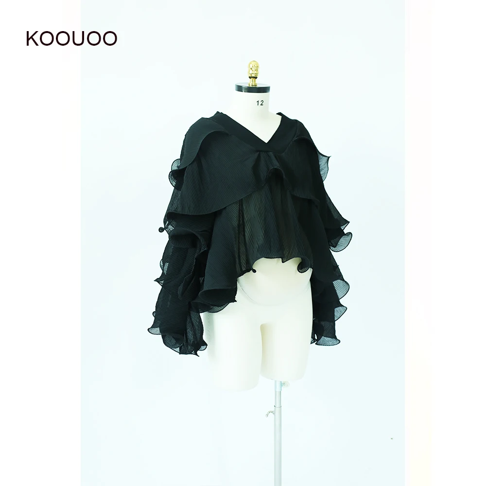 

KOOUOO Maternity Top Long Sleeve Chiffon Tops V-neck Stretchy Lace Summer Photography Shirts Pregnancy Photoshoot Blouse