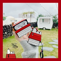 snoopy earphone case cute dog house for iphone bluetooth earphone cover red house earphone protective case for airpods12pro3