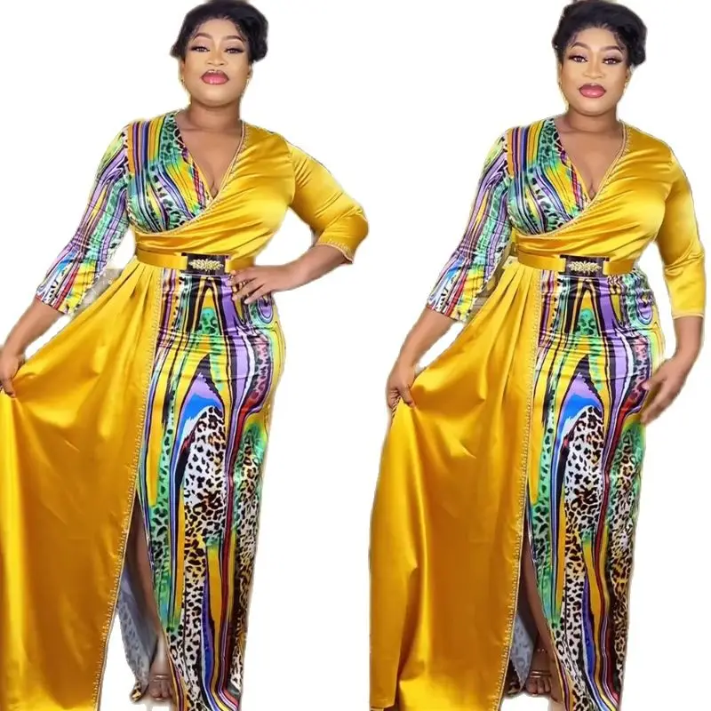 

Elegant African Maxi Dresses for Women 2023 New Summer Muslim Print Evening Party Long Dress Plus Size Africa Clothing