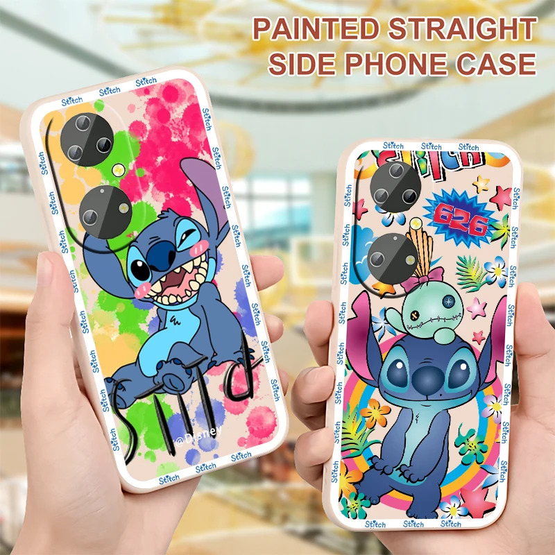 

Funny and cute Stitch Disney For Huawei Phone Case Y9S Y9A Y9 Y6 Nova Y70 5T 9 P50 P40 P30 P20 Pro Lite E 5G Liquid Rope