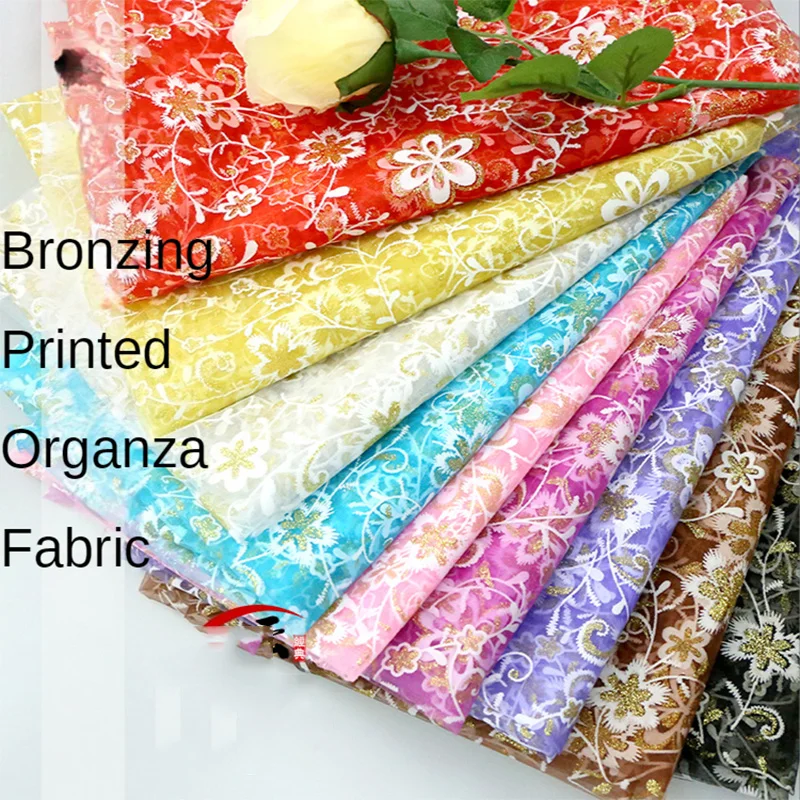 Ткань из органзы с принтом бронзовая ткань для одежды Свадебные платья ханьфу