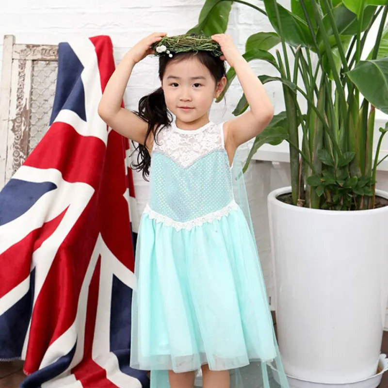 Enlarge Girls Princess Dress Ice Snow Kids Dress for Girls Cartoon Kids Party Dress Baby Girl Lace Dress Children Clothes