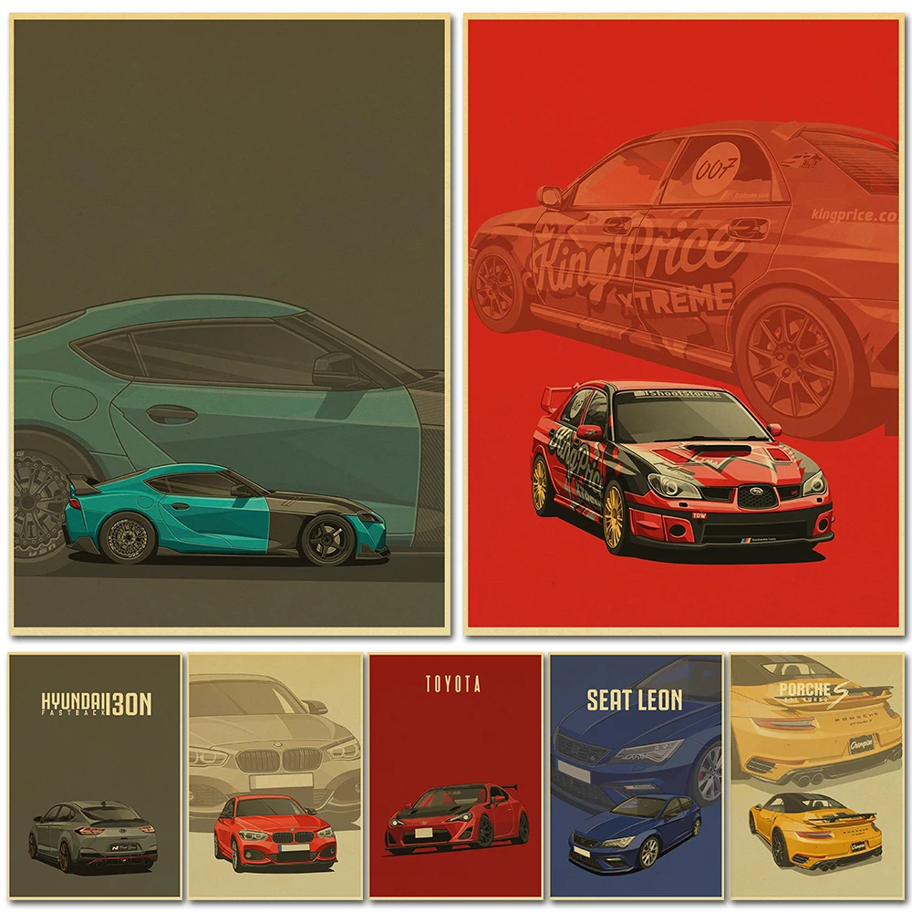 

Cars JDM Retrofit Racing Vintage Wall Art Poster Art Painting Canvas Bar Art Prints Planting Pictures For Living Room Decor
