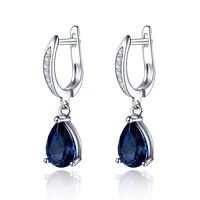gorgeous water drop shape blue cubic zirconia drop earrings for women evening party elegant accessories classic jewelry