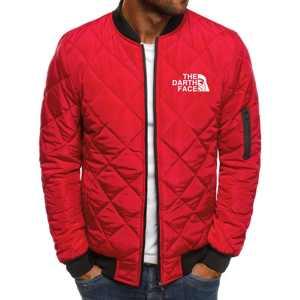 Winter Men'S Jacket, Cotton Warm Jacket, Stand Collar Jacket, Boutique Men'S Diamond Grid Zipper Outerwear Jacket