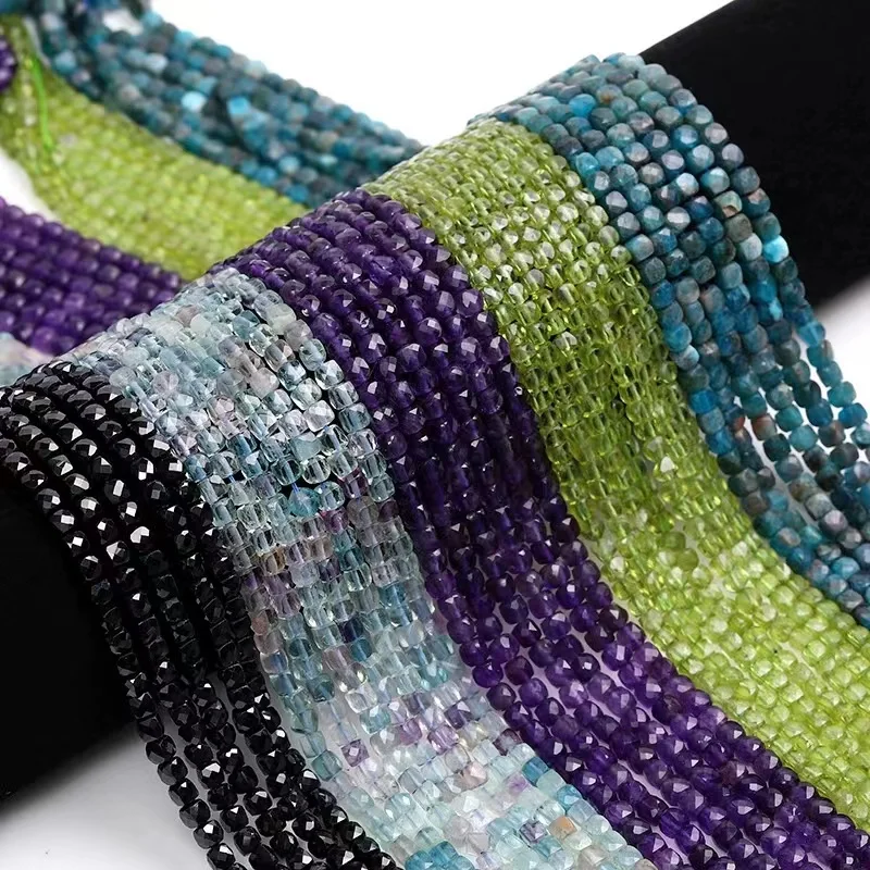 

Natural Stone Faceted Squared Loose Beads Cubic Small Square Amethyst Lapis Stone Accessories Making Diy Necklace Bracelet 15”