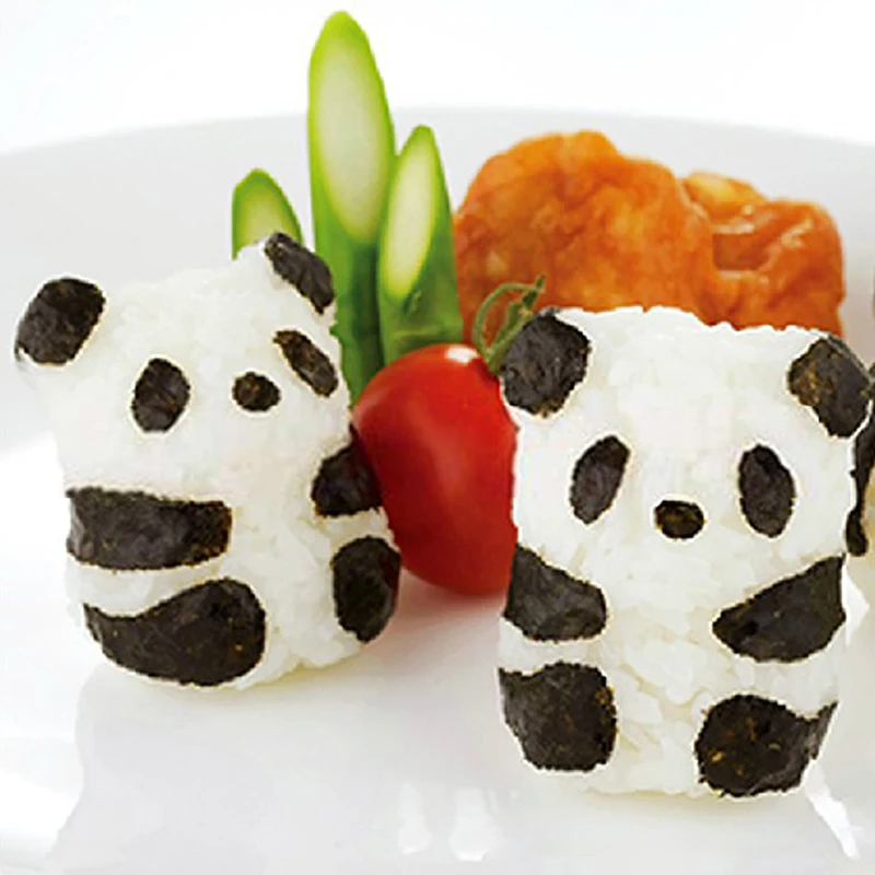 

Panda Rice Ball Molds Punch Sushi Rice Ball Mold Onigiri Mould DIY Sushi Maker Bazooka Bento Accessories 3D Panda Form Sushi Set