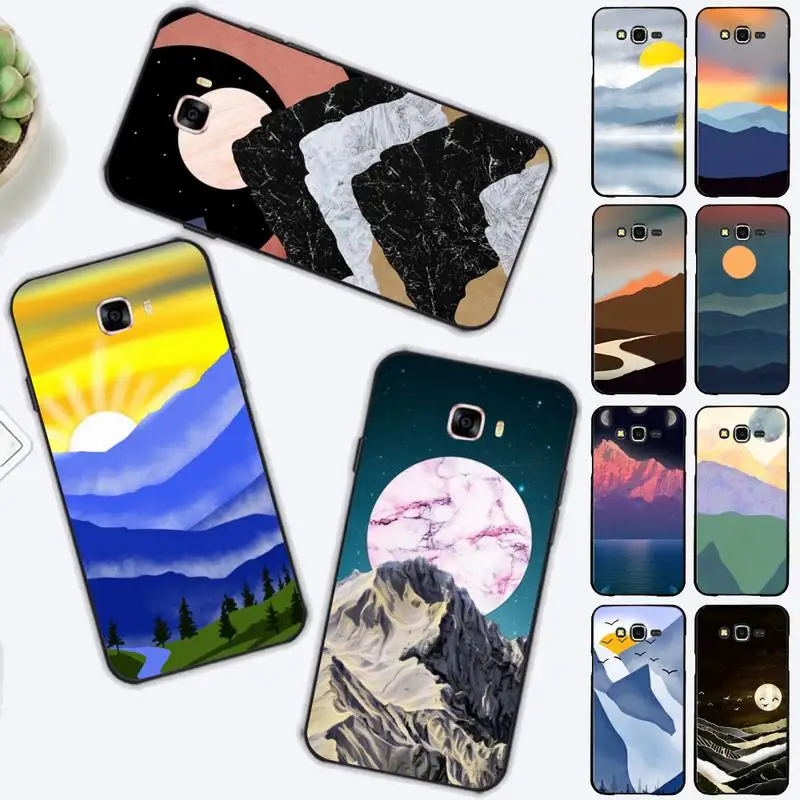 

Mountain Marble Moon Phone Case for Samsung J 2 3 4 5 6 7 8 prime plus 2018 2017 2016 core