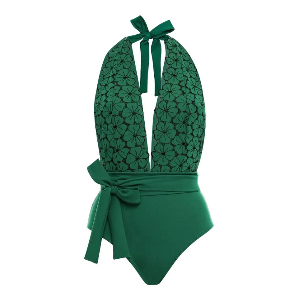 Petal Tie Fashion One Piece Swimsuit Summer Beach Women's Fitness Suit Sexy Solid Color Luxury Elegance Slim Fit Minimalism