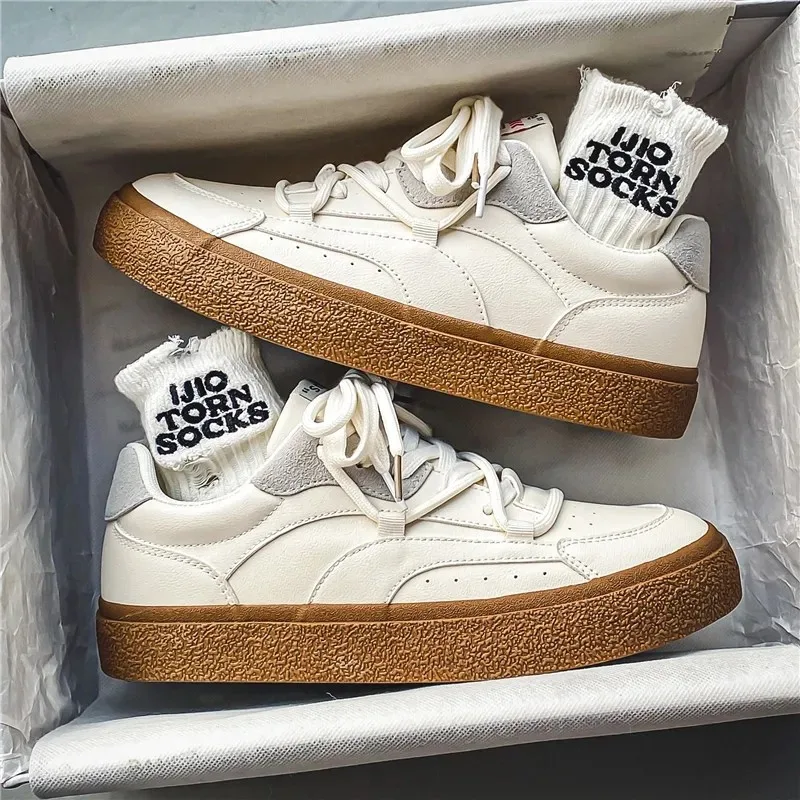 

Casual White Sneakers for Men Low-top Vintage Fashion Breathable Patchwork Athletic Shoes All-match Sports Designer Male Shoes