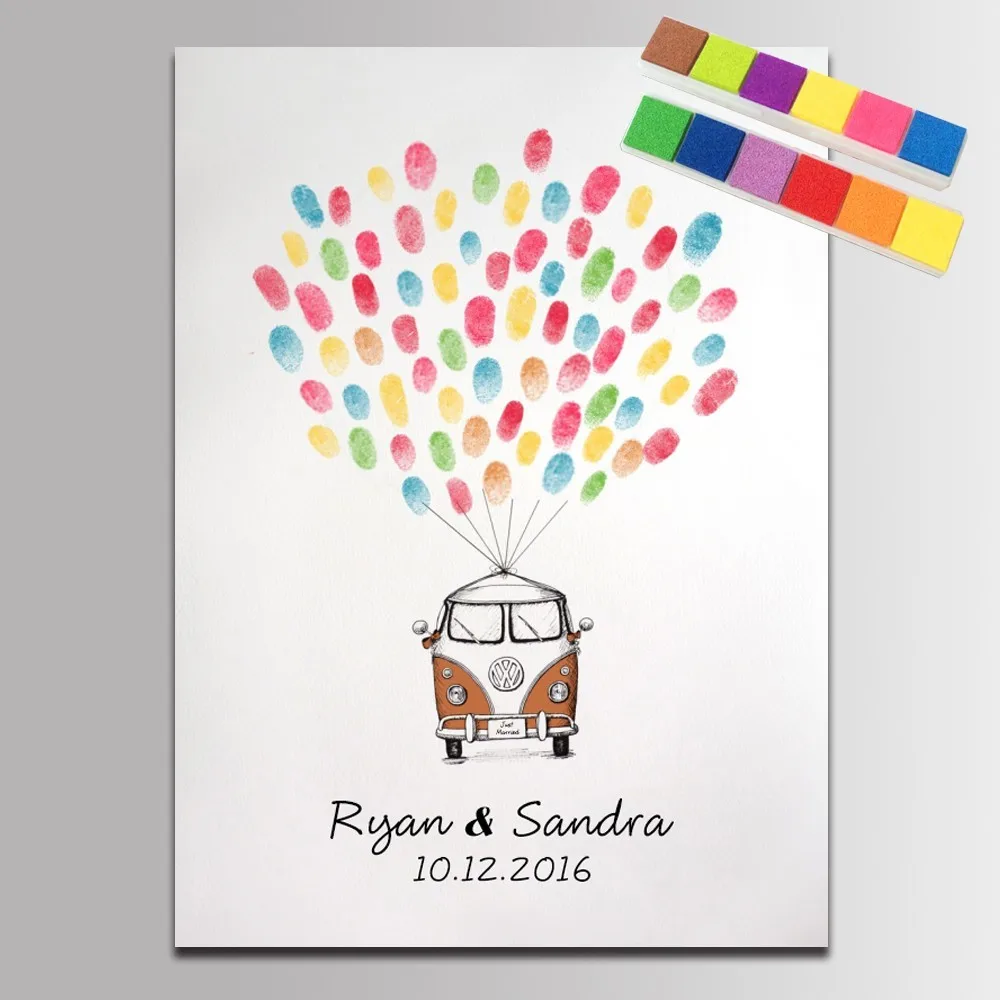 

Personalized Wedding Fingerprint tree Painting Guest Book Alternatives Wedding Gift Book Anniversary communion wedding painting