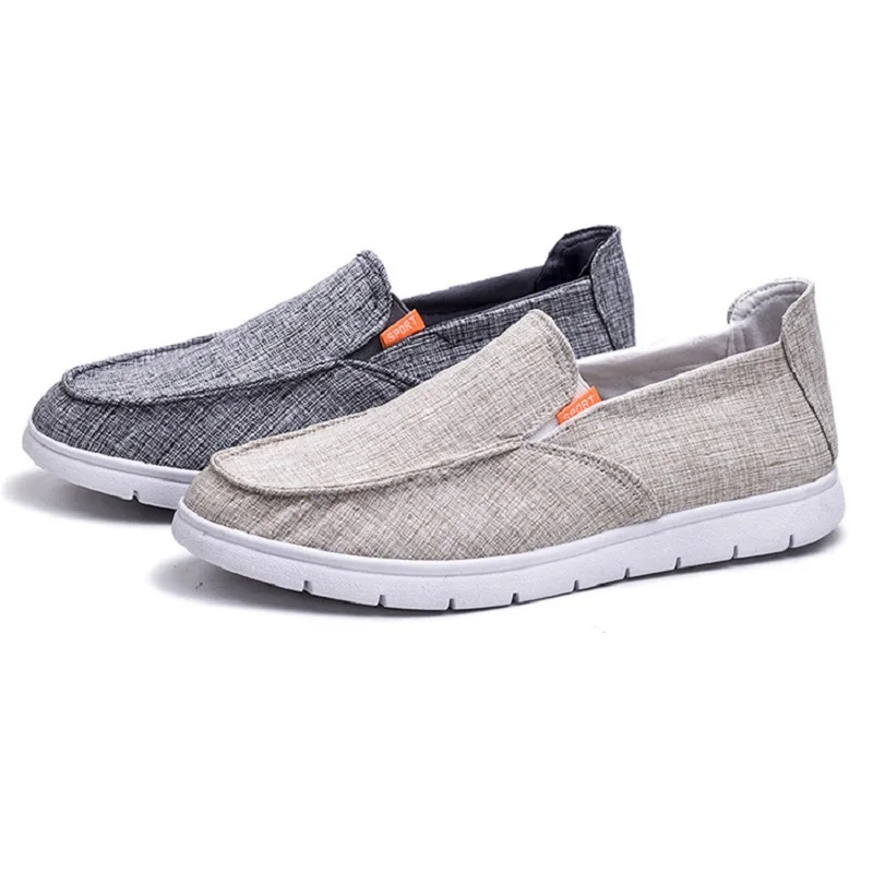 Summer Canvas Shoes Men Sneakers Casual Flats Slip On Loafers Moccasins Male Shoes Adult Denim Breathable Gray Zapatos Hombre
