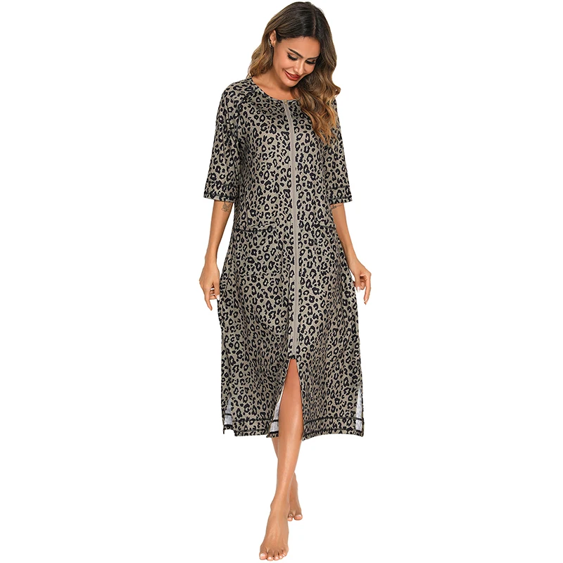 Женская длинная Пижама Witbuy мягкая верхняя одежда на молнии спереди женское