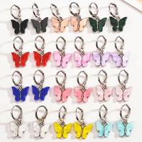 3 pairs fashion trend earrings colorful resin animal pendant earrings cute butterfly ladies silver color earrings sweet jewelry