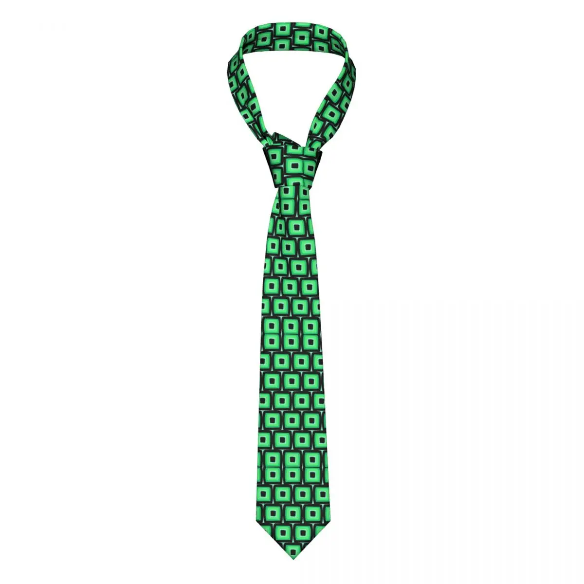

Retro Mod Print Tie Green Squares Wedding Polyester Silk Neck Ties Men Gift Blouse Design Cravat