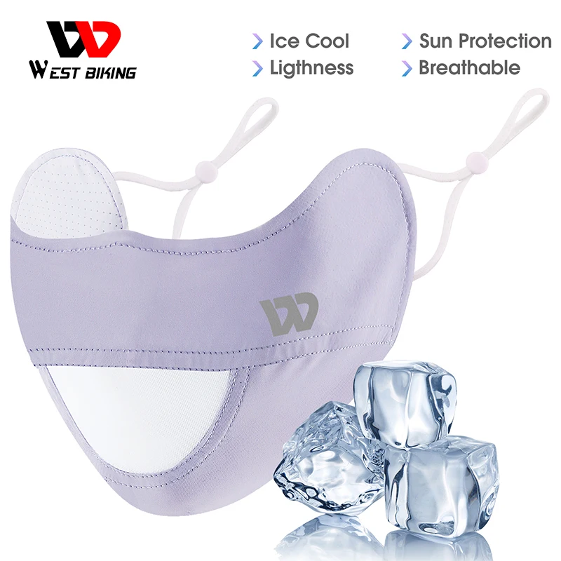 

WEST BIKING Summer Female Ice Silk Sunscreen Cycling Mask Breathable Outdoor Sport Dustproof Washable Adjustable Face Cover