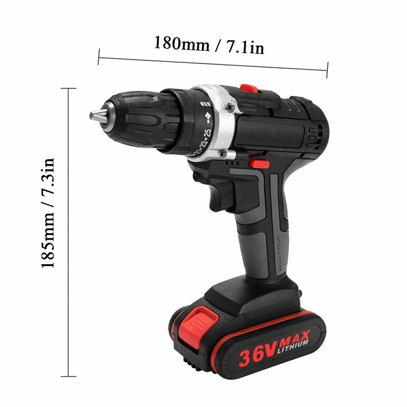 36V 1000W Electric Impact Drill 2 in 1 Electric Cordless Lithium-Ion Battery Mini Electric Power Screwdriver 2 Speed Power Tools 6