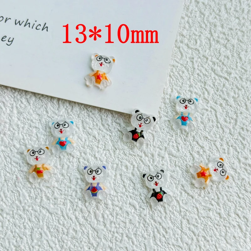 50 шт. новые милые маленькие Мультяшные очки с маленьким медведем из смолы плоским