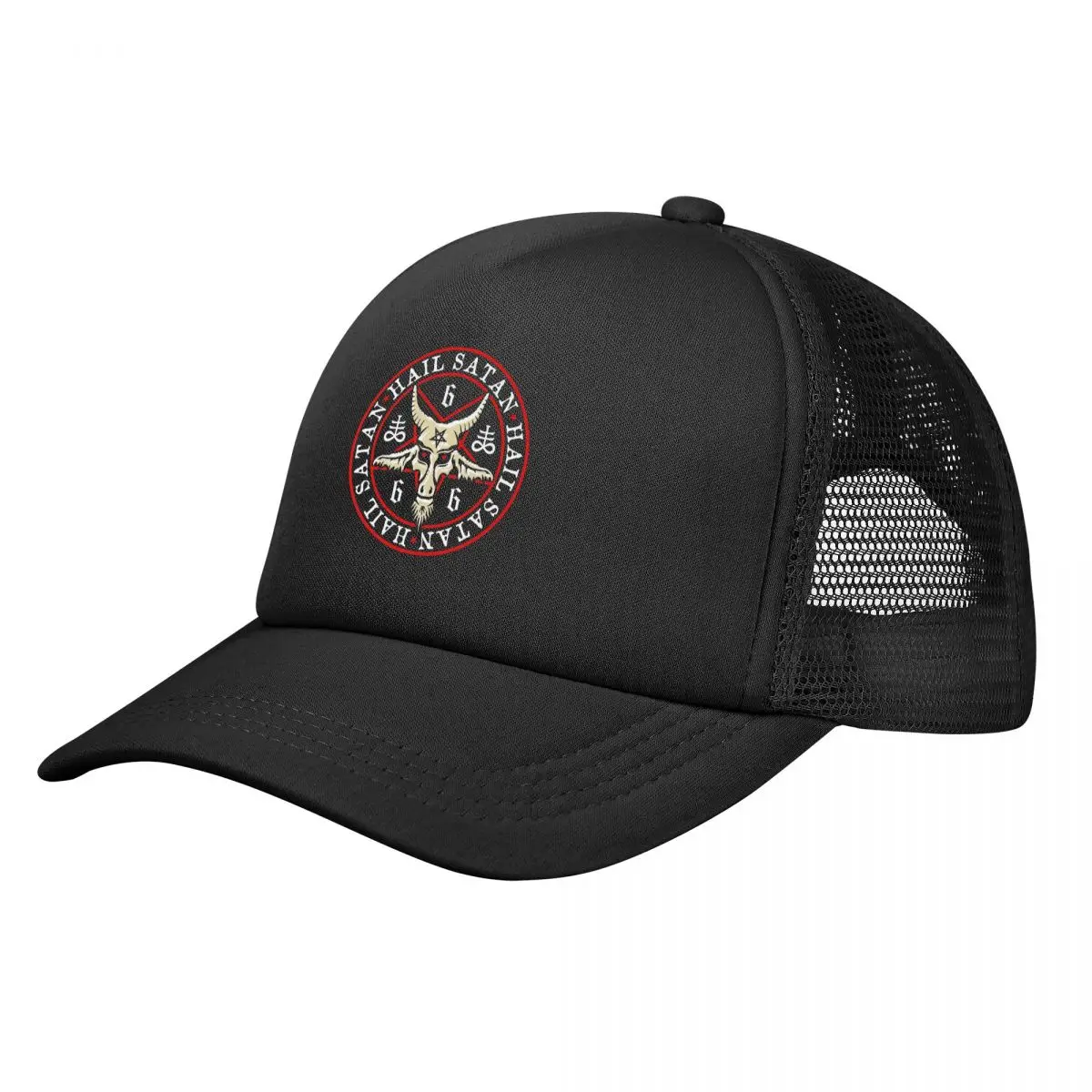 

Hail Satan Baphomet In Occult Inverted Pentagram Mesh Baseball Cap Men Adjustable Snapback Caps Sports Cap Summer Trucker Hat