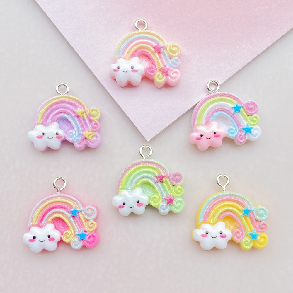 12 шт. подвески из смолы с рисунком облака радуги аксессуары для декора сделай сам