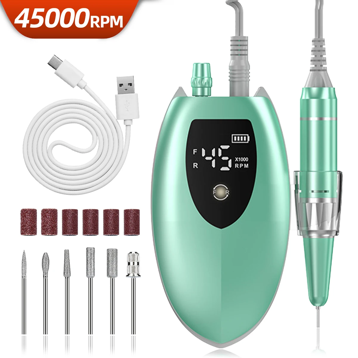 Электрическая дрель для ногтей 45000 об/мин профессиональные сверла гель-лака