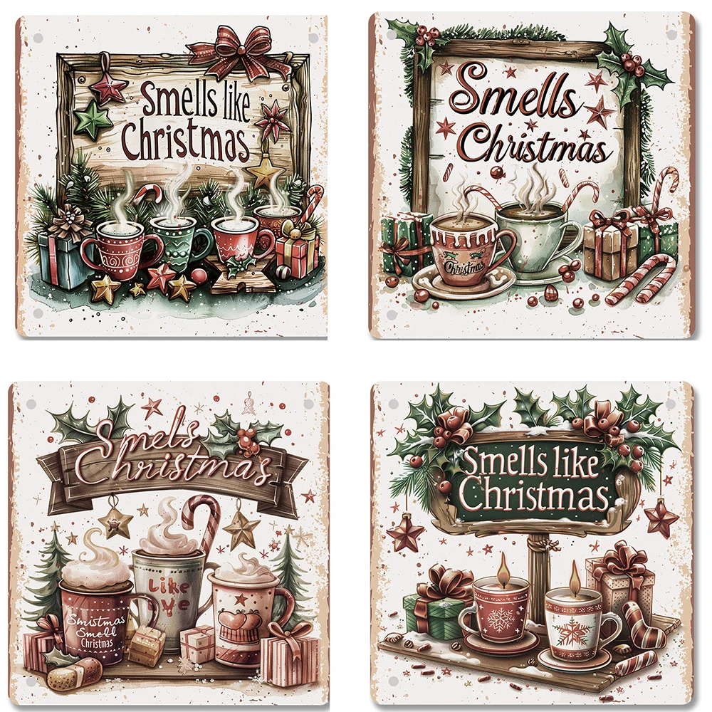 Рождественские металлические жестяные вывески для настенной художественной