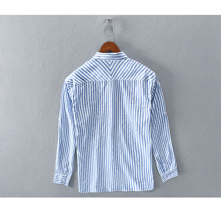 2022 Summer And Spring Men's Shirt  Long Sleeve  Man Business Casual Shirts Classic Striped Male Social Dress Embroidery Shirts