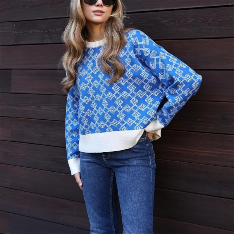 

NEW Women Sweaters O-Neck Pullover Warm Knitted Autumn Winter Female Casual High Streetwear Top Rose Red, beige Blue