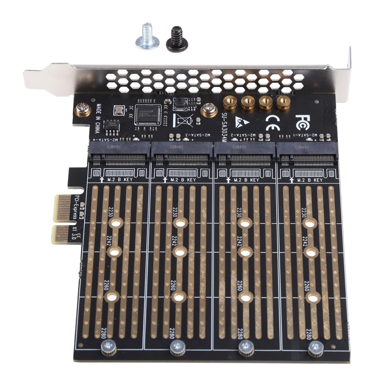 

Mining PCIE to M2 Adapter PCI for EXPRESS X1 3.0 4 Port B for KEY for .2 NGFF SSD Adapter PCI-E for .2 Adapter Ex