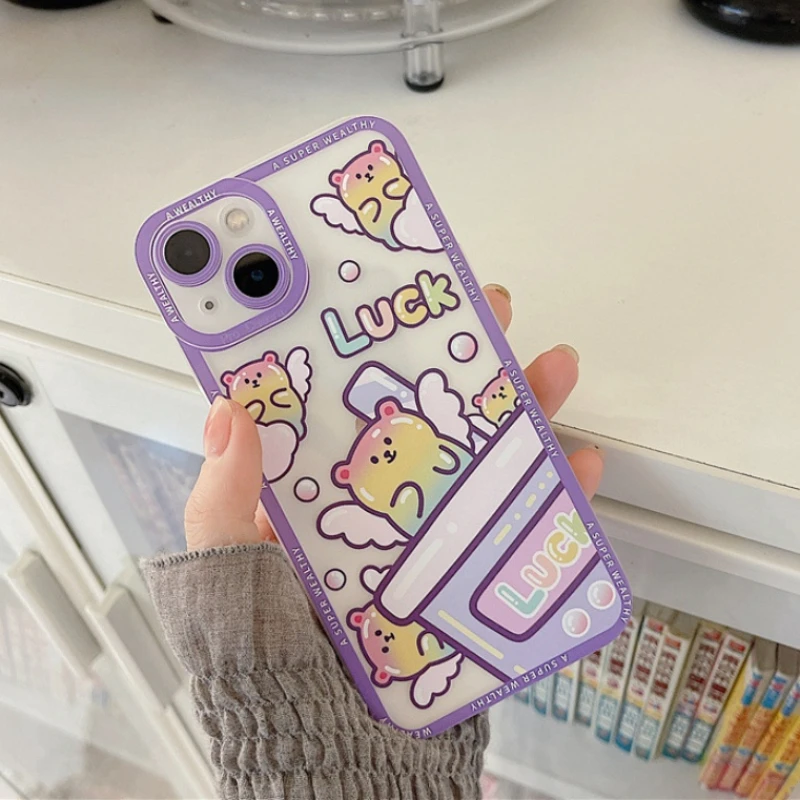 

Cute Colorful Gummy Bear Clear Phone Case For iPhone 13 11 12 Pro X XR XS Max 13MINI 7 8 Plus Cartoon Kawaii Silicone Soft Cover