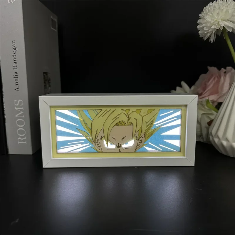 Мультфильм аниме Dragon Ball Многоцветная лампа для резьбы по бумаге Светодиодная