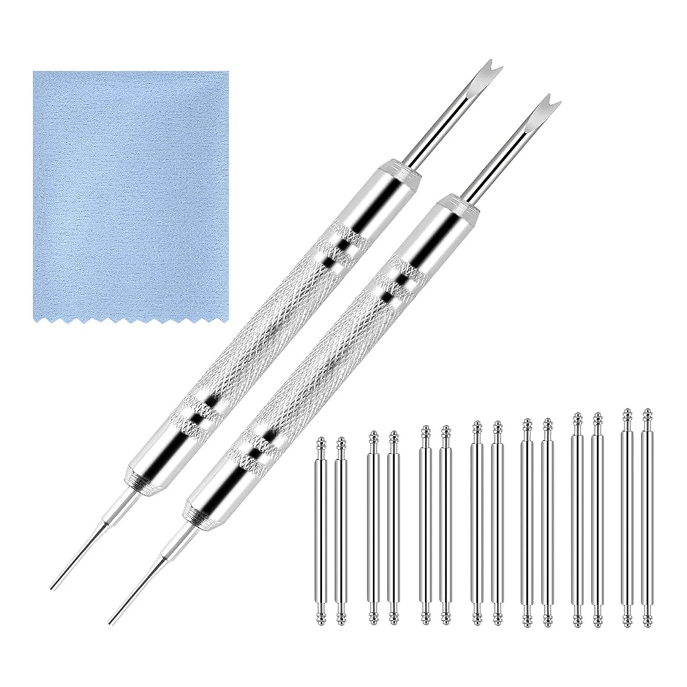 

Watch Strap Removal Tool Kit with Spring Bar Tool Watch Cleaning Cloth Link Removal Pin Remover Kit for Strap Adjustment