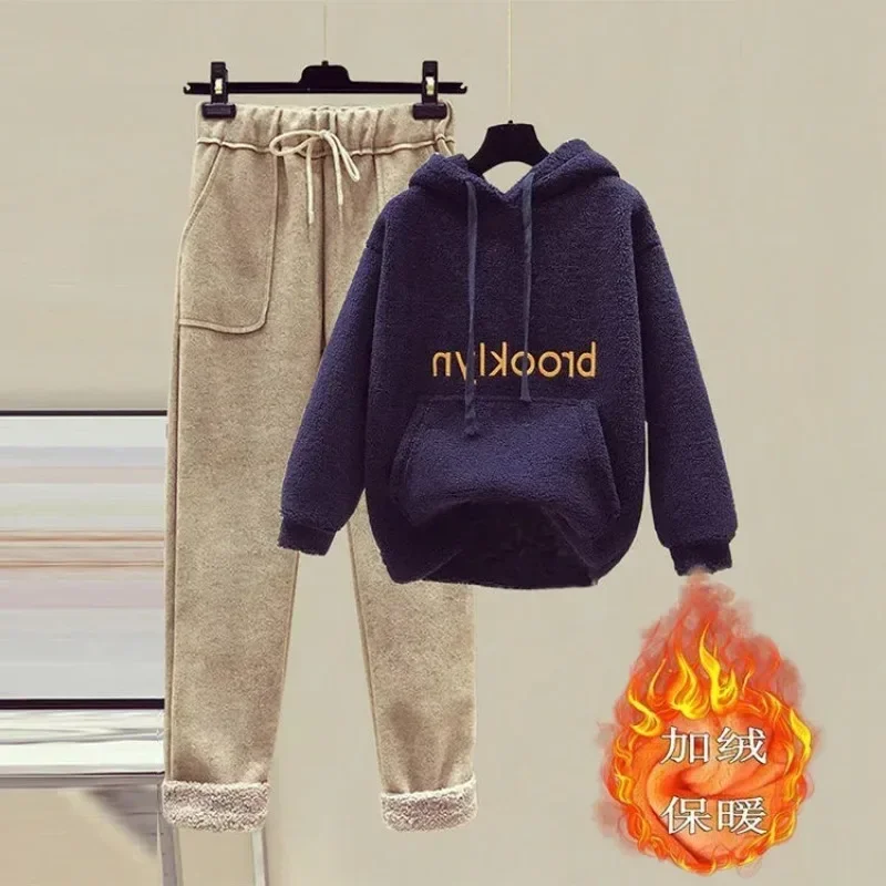 Laxsesu толстовки из овечьей шерсти костюм плюшевые теплые спортивные штаны зимняя