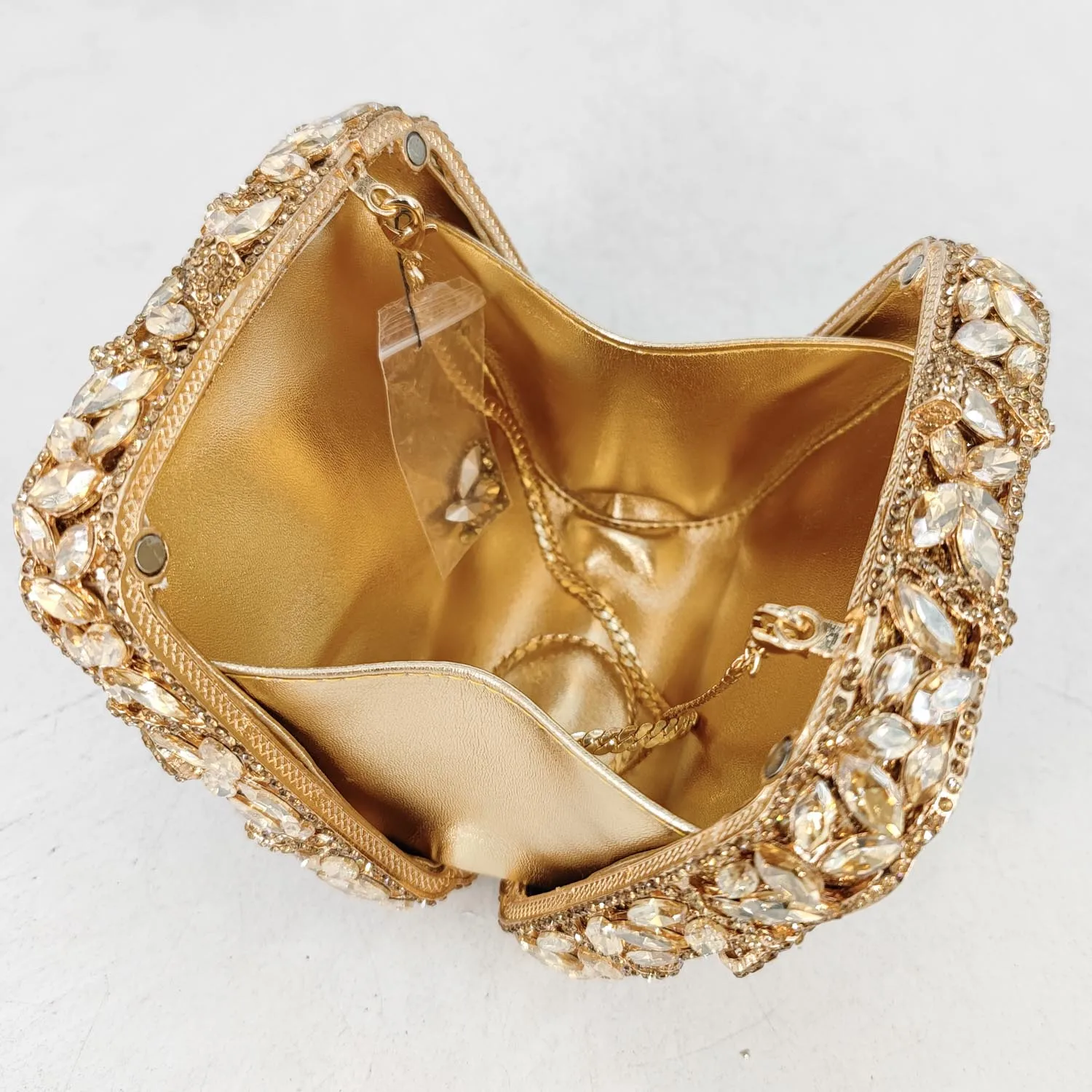 Boutique De FGG Elegant Women Crystal Box Clutch With Bows Evening Bags Fashion Party Dinner Rhinestone Handbags and Purses