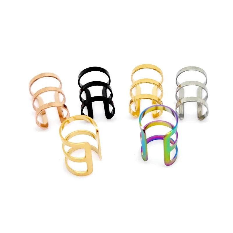 

2PC Stainless Steel Rainbow Geometry Clip Earrings for Women Men Creative Simple Ear Cuff Non-Piercing Ear Clip Trend Jewelry