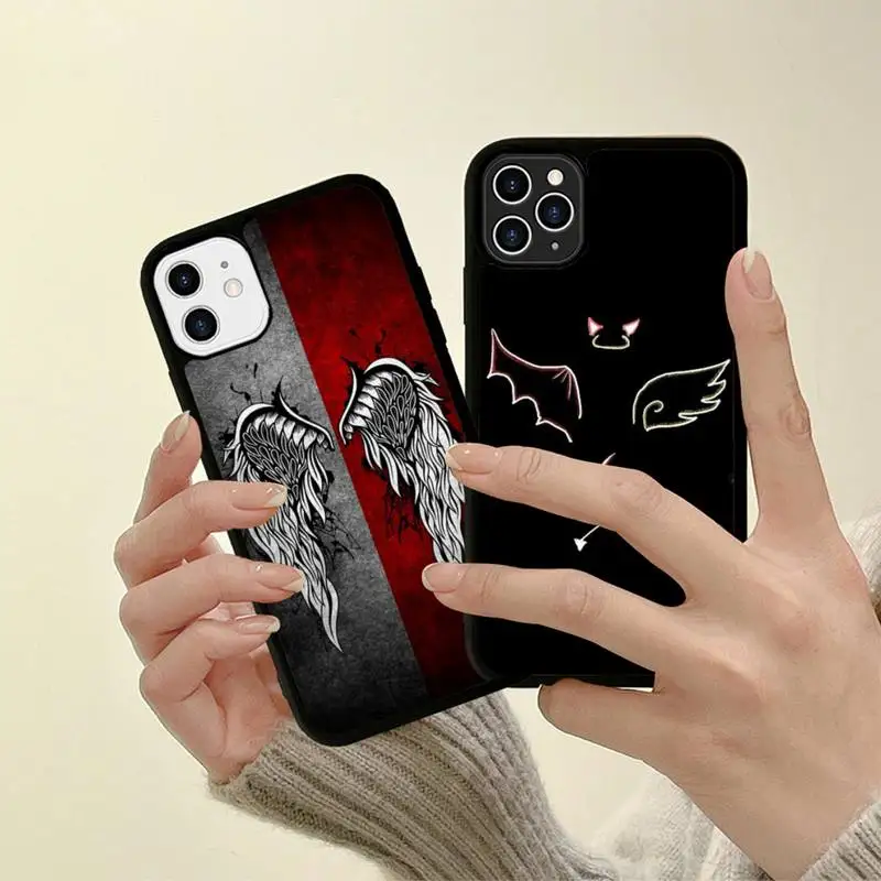 

MaiYaCa Fallen Angel Wings Art Phone Case Silicone PC+TPU Case for iPhone 11 12 13 Pro Max 8 7 6 Plus X SE XR Hard Fundas