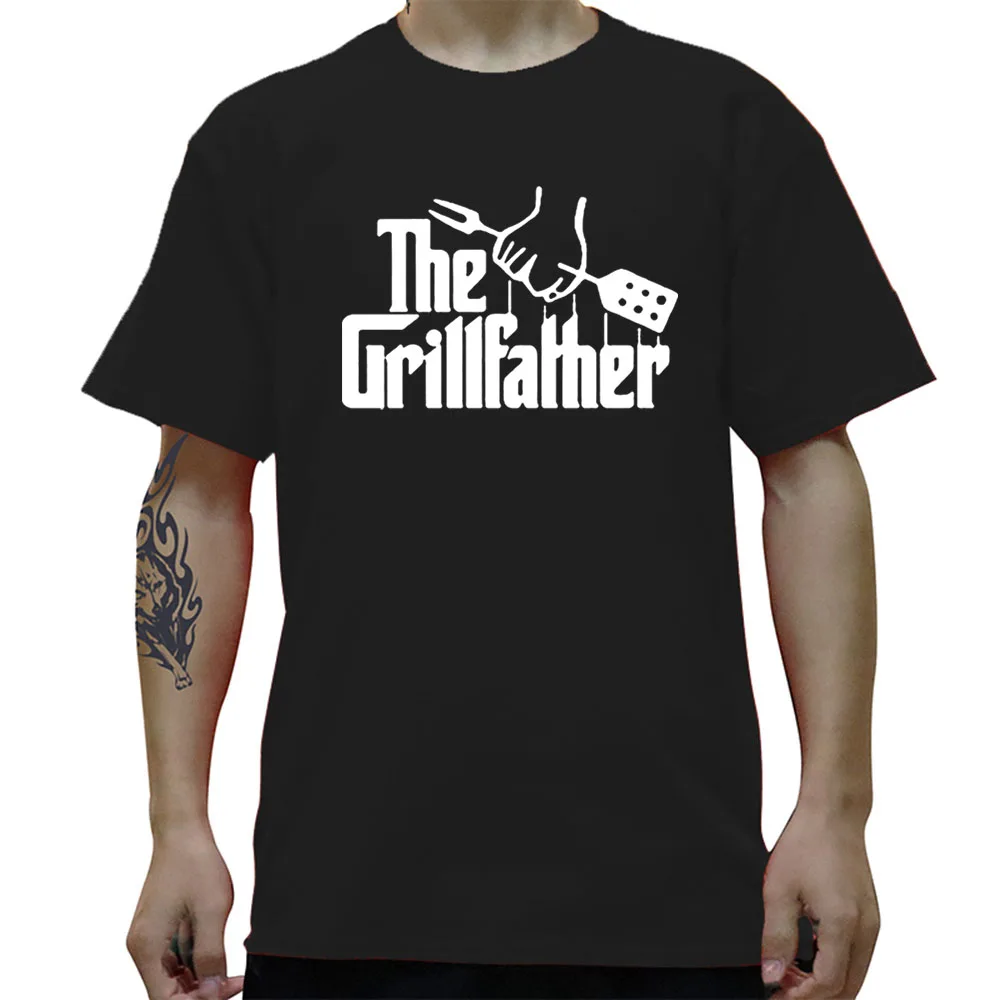 

Забавная Мужская футболка с круглым вырезом The Grillfather, подарок для отца, День отца, барбекю, модная новая хлопковая футболка