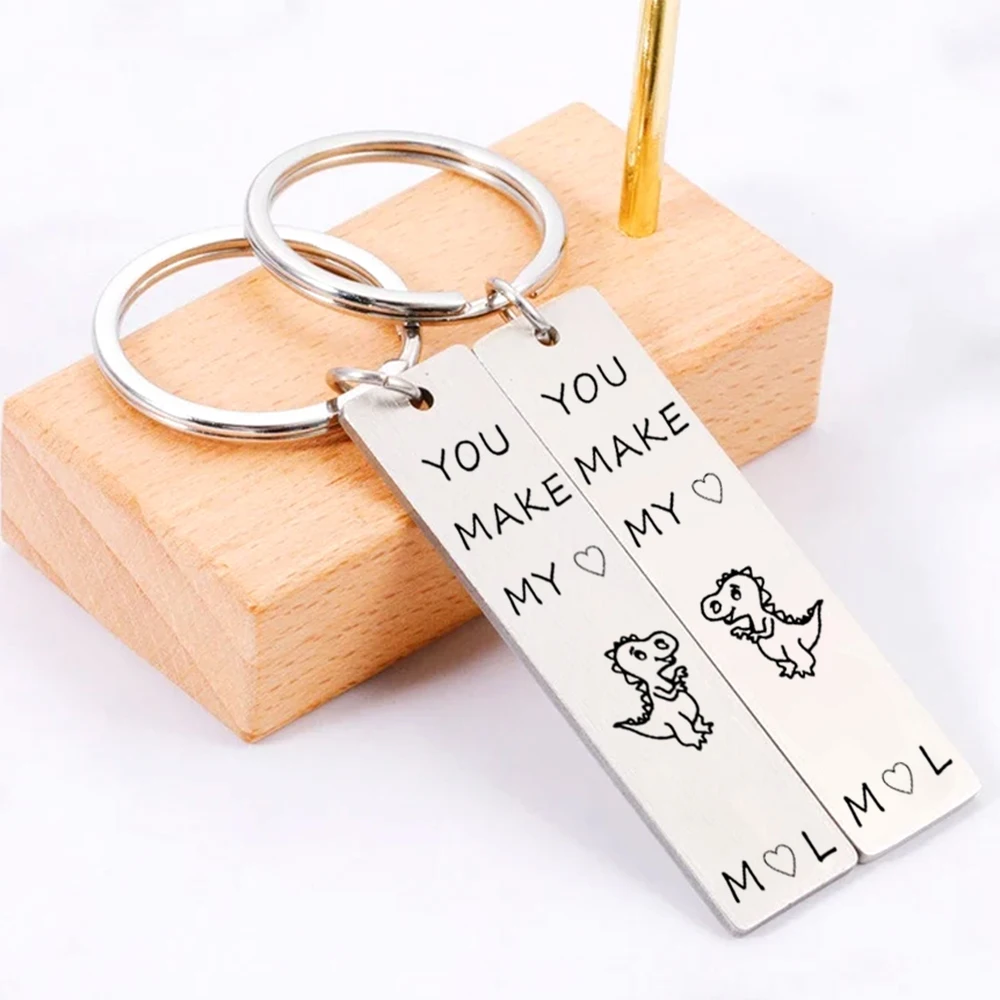 

Custom Couples Keychains,Matching Set of Couples Keychains,Long Distance Boyfriend Gift,Dinosaur Keychain Valentine's Day Gift