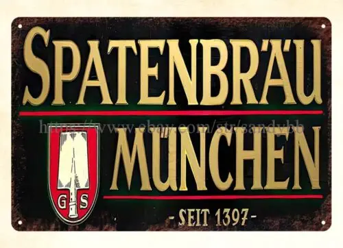 Немецкое Пиво SPATENBRAU металлический жестяной знак декор для обеденной стены