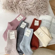 2023 New Winter Cashmere Wool Women Socks Casual japanese fashion Solid Color Thicker Long Sock Girls Thermal Warm Crew Sock