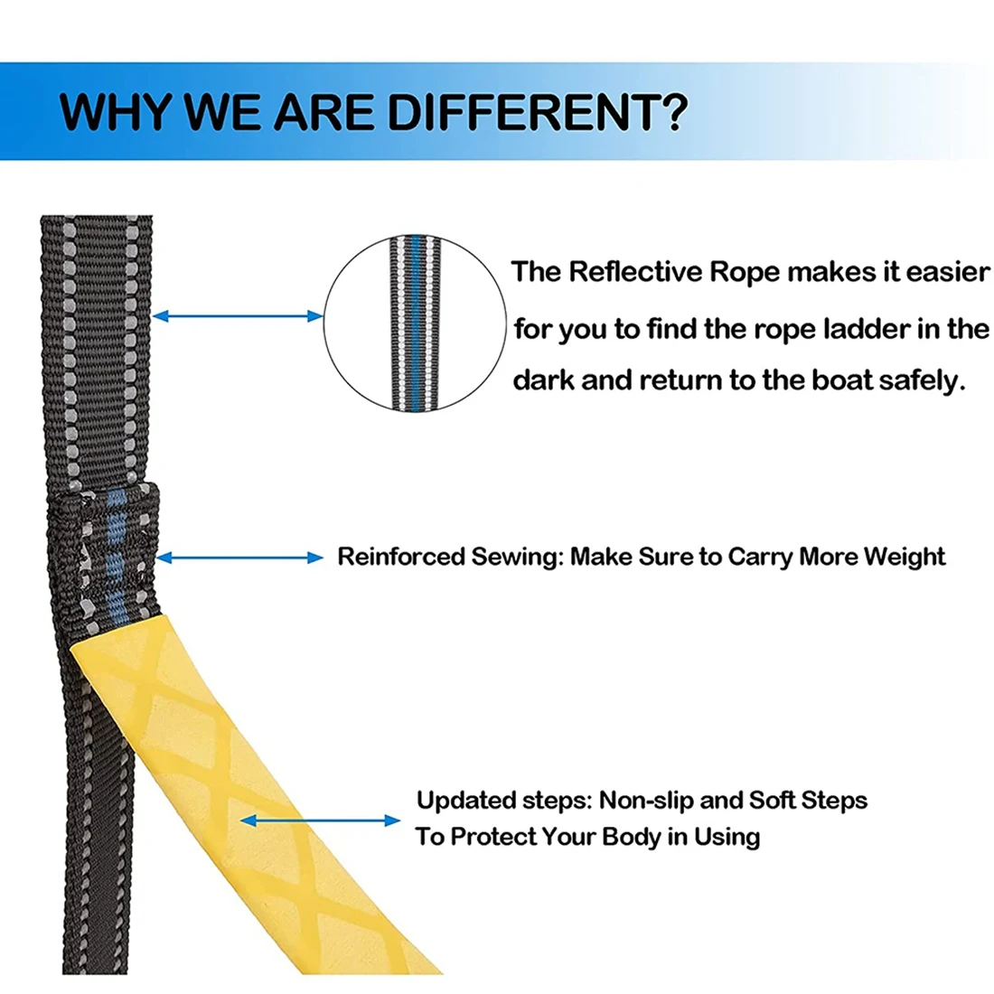 Веревочная лестница для надувной лодки каяка моторной каноэ (3 шага)
